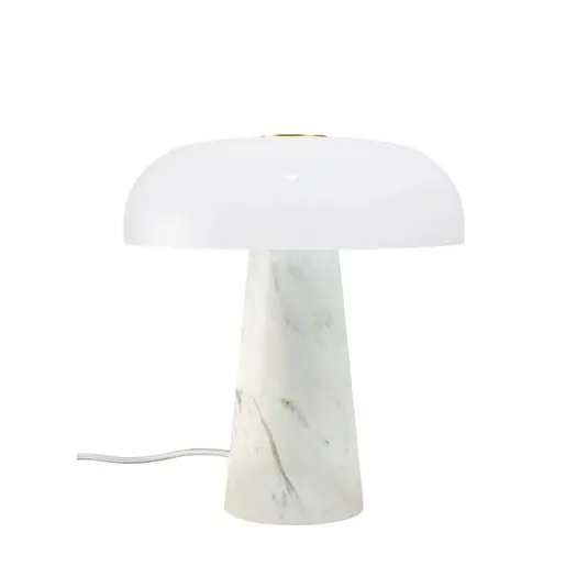 Lampada da tavolo Glossy, bianca, altezza 24 cm, marmo/vetro Nuovo Arrivo