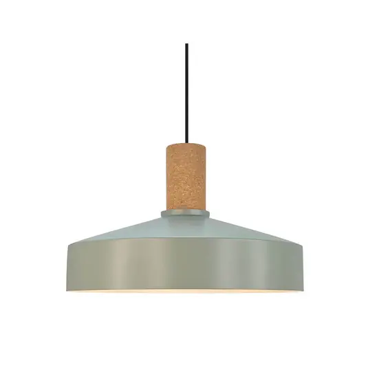 Vendita Finale Lampada a sospensione Elvas, verde polvere, Ø 37 cm, metallo/sughero