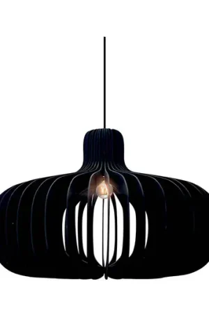 Lampada a sospensione Hazo, Ø 65 cm, nera, legno Spedizione Espresso
