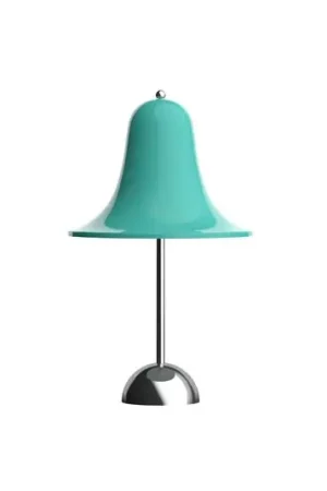 Lampada da tavolo LED ricaricabile Verpan Pantop, blu-verde chiaro, IP44 Reso Gratuito
