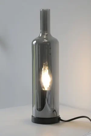 JUST LIGHT. Lampada da tavolo Bottle, grigio fumo, vetro, E14 Promozione Esclusiva