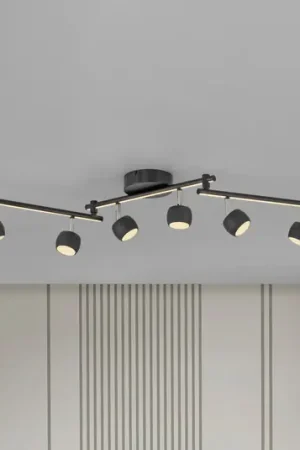 JUST LIGHT. Faretto da soffitto a LED Jarik, a 6 luci, nero, 3.000 K Promo Stagionale