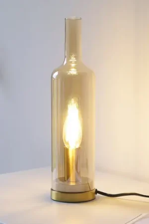 Affare JUST LIGHT. Lampada da tavolo Bottle, ambra, vetro, E14