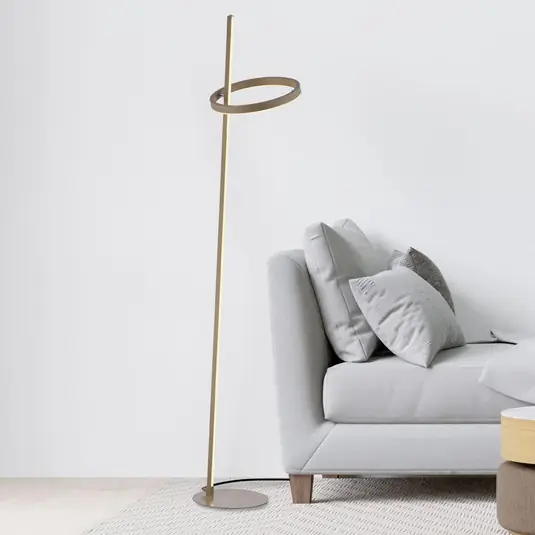 JUST LIGHT. Lampada LED da pavimento Ritus sabbia, ferro, dimmerabile, 3.000 K Popolare