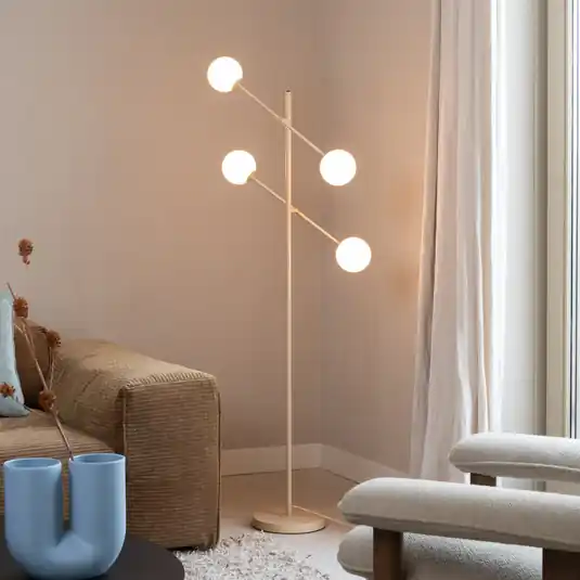 IT‘S ABOUT ROMI Lampada da terra Copenhagen, beige, vetro, orientabile Consegna Rapida