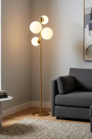 Compra Oggi Stesso Piantana Fazli, oro, vetro/metallo, altezza 162 cm, E14