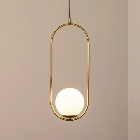 Lampada a sospensione Mudoni, oro/bianco, vetro, metallo, E27 Scelto Dai Clienti