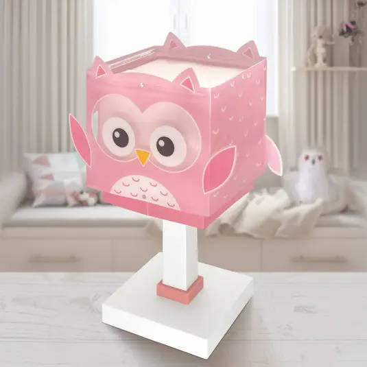 Lampada da tavolo per bambini Little Pink Owl, G4, larghezza 14 cm Offerta Limitata
