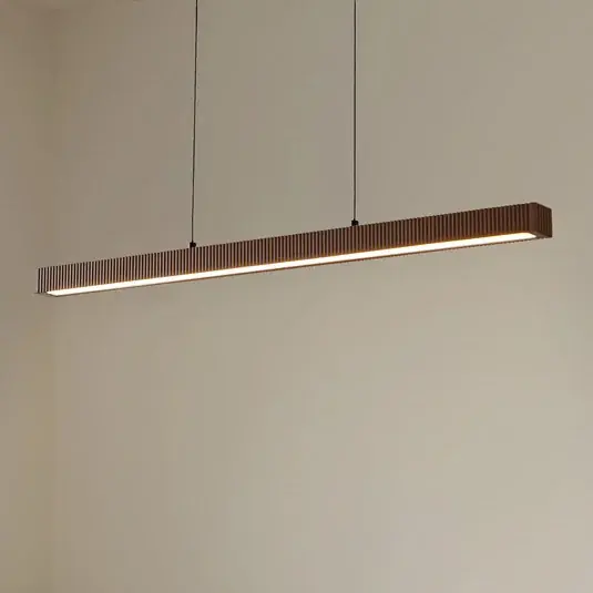 Lucande Lampada LED a sospensione Emara, legno scuro, rovere, CCT Consegna Rapida