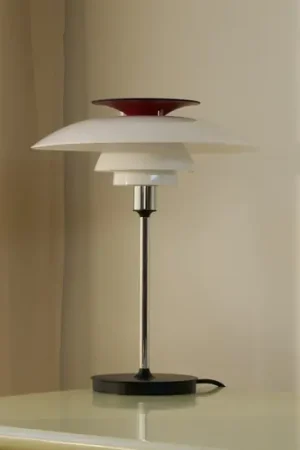 Louis Poulsen Lampada da tavolo PH80, bianco/rosso/cromo, altezza 40 cm Compra Adesso