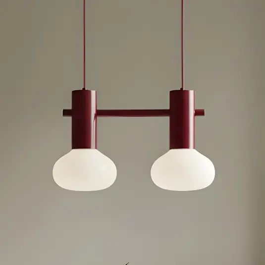 Promo Stagionale Lampada a sospensione Flo, rossa, a 2 luci, vetro