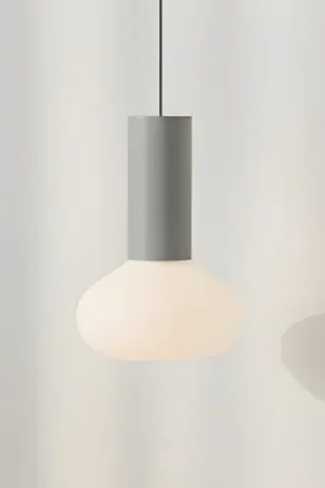 Esclusivo Lampada a sospensione Flo, grigia, 1 luce, vetro