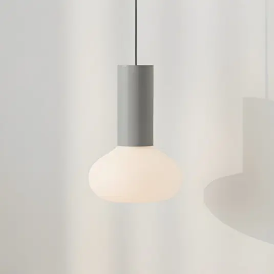 Esclusivo Lampada a sospensione Flo, grigia, 1 luce, vetro