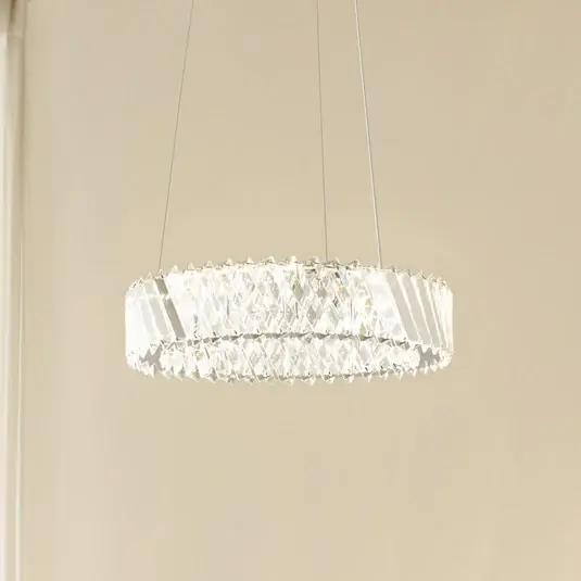 Offerta Speciale Lucande lampada LED a sospensione Glacis, cristallo, Ø 40 cm, cromata