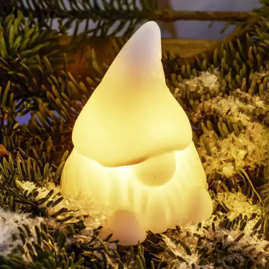 Figura decorativa LED Coco, bianca, altezza 14 cm, cera, funzionamento a Promozione