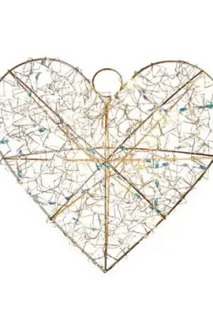 Spedito Oggi Decorazione interna a LED Lily Heart, oro, 30 x 30 cm, a batteria