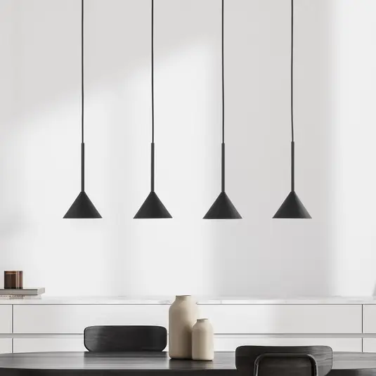 Professionale Lampada a sospensione Cono Mini, a 4 luci, nero GU10
