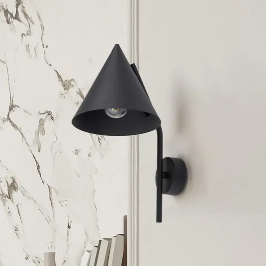 Applique Cono, a 1 luce, nera, E27 Vendita Finale