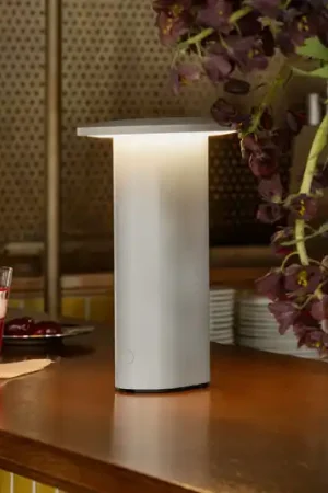 Pagamento Sicuro Fritz Hansen Lampada da tavolo LED ricaricabile Solae, grigio, alluminio, IP44