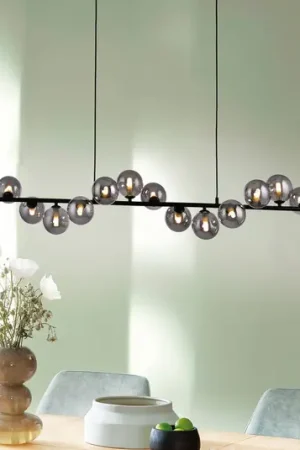 Più Venduto Schöner Wohnen Lampada a sospensione Dubai, vetro fumé, 13 lampadine, G9