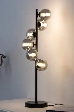 Di Tendenza SCHÖNER WOHNEN Lampada da tavolo Dubai, vetro fumé, a 6 luci, G9