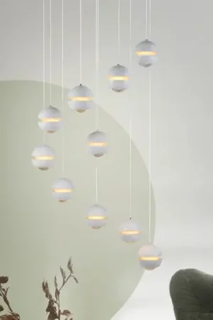 Pagamento Sicuro SCHÖNER WOHNEN Lampada LED a sospensione a 10 luci Lini bianca, 3.000 K