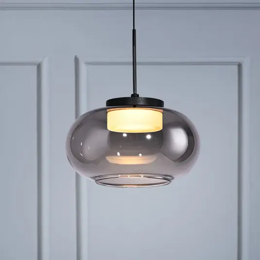SCHÖNER WOHNEN Lampada LED a sospensione Sia, a 1 luce, grigio fumo, 3.000 K Quantità Limitata