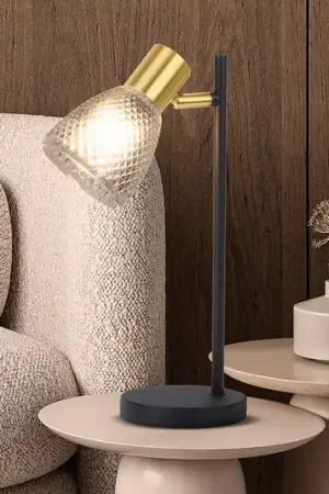 Promozione Lampada da tavolo Lindita, vetro, grigio fumo, E14, orientabile
