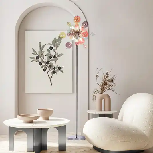 Piantana Explosion, vetro, colori pastello, cromata, G9 Must-Have
