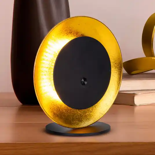 Nuova Collezione Lampada da tavolo LED ricaricabile Solan, nero/oro, solare, IP54