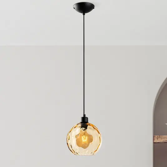 Lampada a sospensione Benek, gialla, vetro, Ø 20 cm, E27 Prezzo Basso