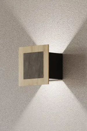 Applique a LED Chile S, rovere/granito, altezza 15 cm, dimmerabile Ultime Pezzi