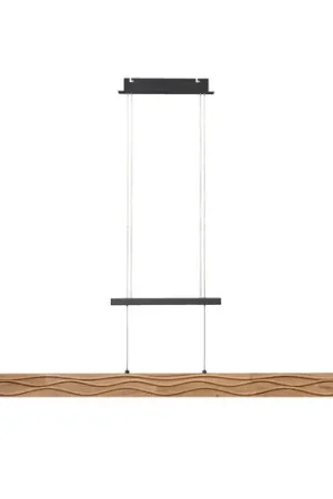 Lampada LED a sospensione Atacama, rovere/nero, legno, lunghezza 116 cm Più Venduto