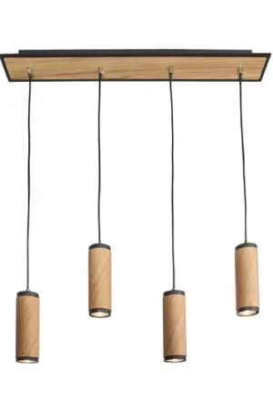 Offerta Speciale Lampada a sospensione Bolivia, legno, rovere, a 4 luci, 75 cm, GU10