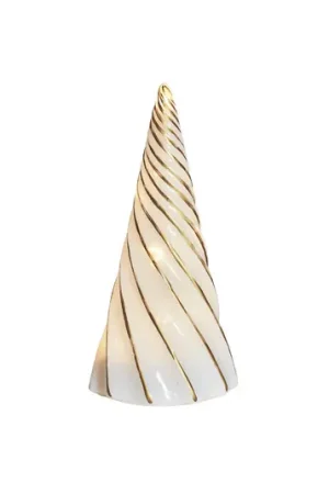Direttamente Dal Produttore Figura decorativa a LED Vilma, bianco/oro, altezza 19 cm, vetro, batteria