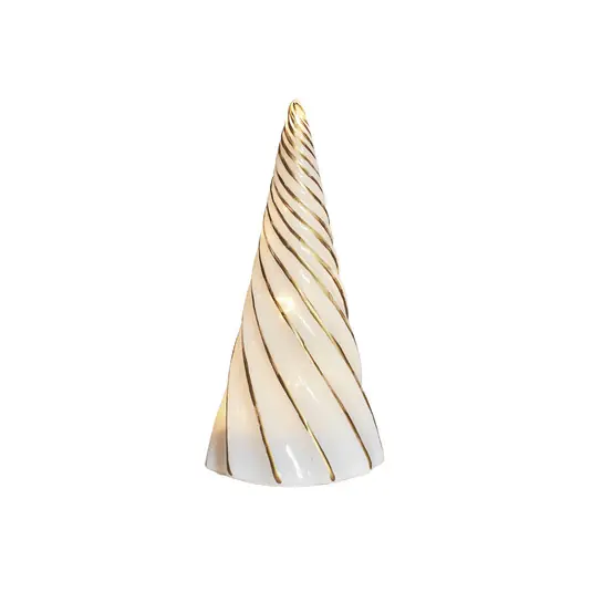 Direttamente Dal Produttore Figura decorativa a LED Vilma, bianco/oro, altezza 19 cm, vetro, batteria