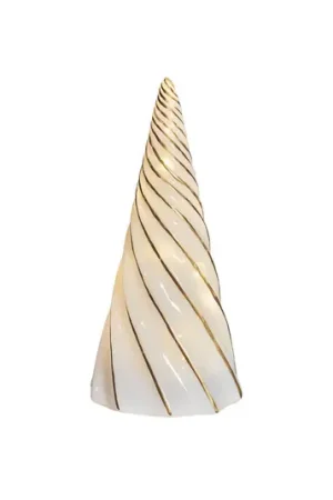 Economico Figura decorativa a LED Vilma, bianco/oro, altezza 24 cm, vetro, batteria
