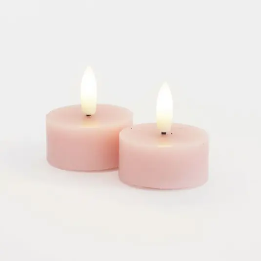 Spedito Oggi Lumino da tè LED Sille, rosa, cera, set da 2, funzionamento a batteria