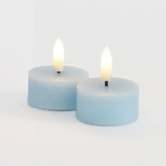 Lumino da tè LED Sille, blu, cera, set da 2, funzionamento a batteria Acquista Ora