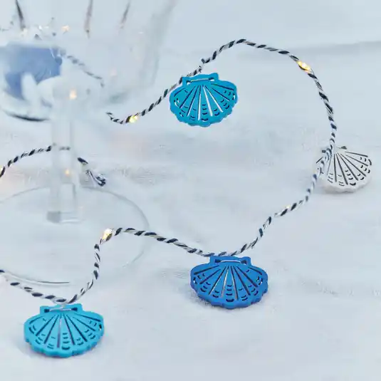 Ghirlanda luminosa LED Selma Clam, blu, 20 luci, alimentazione a batteria Novità