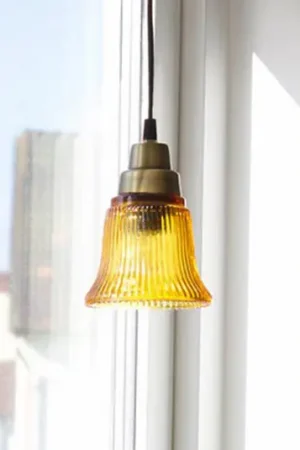 Subito Disponibile PR Home Lampada a sospensione Emmi, ambra/ottone, vetro, spina, E27