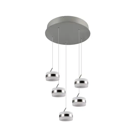 Soddisfatti O Rimborsati Lampada LED a sospensione Dios, color nichel, Ø 45 cm, CCT, a 5 luci.