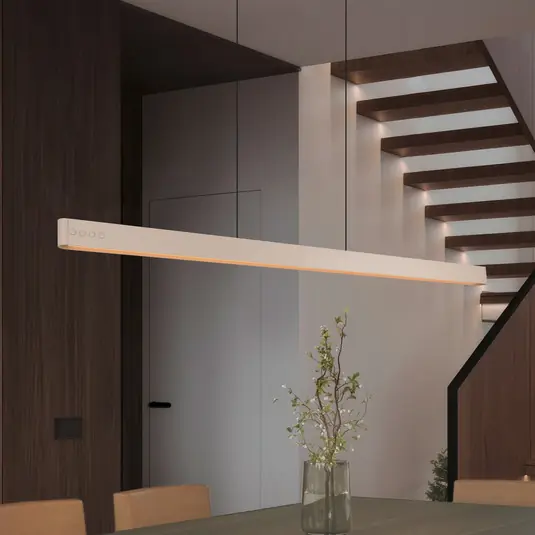Compra Adesso Lampada LED a sospensione Donegal, colore beige, lunghezza 150 cm, CCT