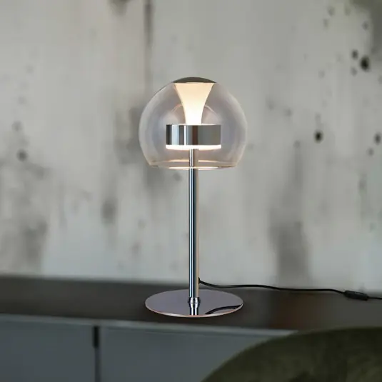 Reso Gratuito Lampada LED da tavolo Flynt, altezza 35 cm, color cromo, metallo, CCT