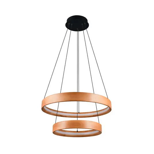 Economico Lampada LED a sospensione Lynwood, Ø 60 cm, color legno, legno, a 2 luci.