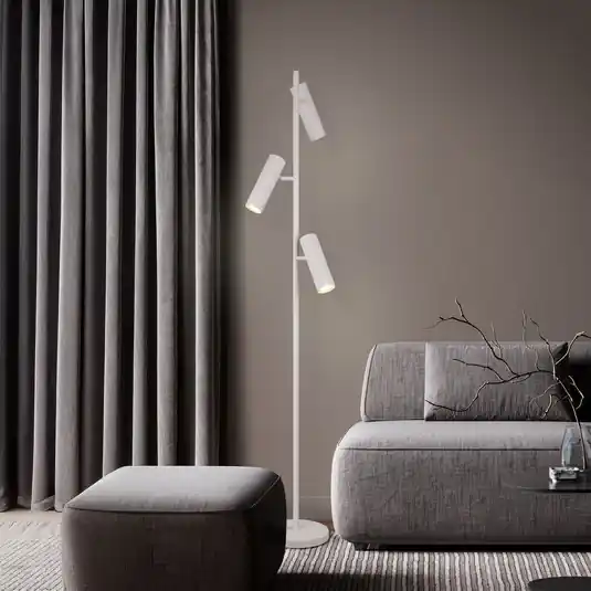 Lampada da terra Soka, grigio chiaro, altezza 150 cm, metallo, a 3 luci. Offerta Limitata