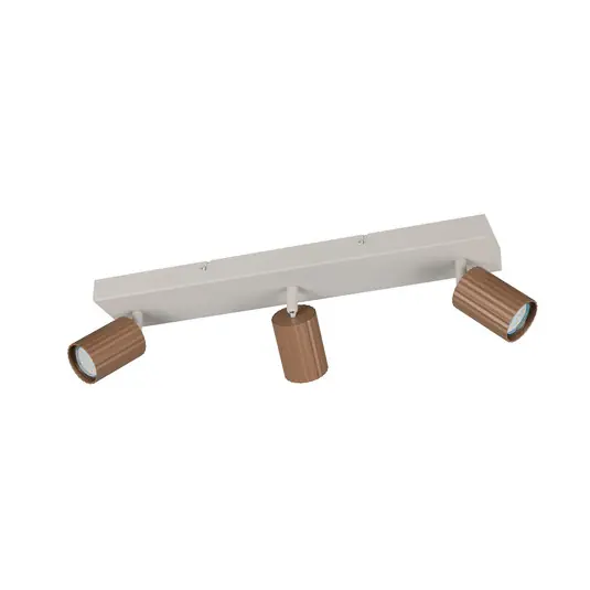 Faretto da soffitto Soka, marrone/grigio, lunghezza 50 cm, metallo, a 3 luci. Nuova Collezione