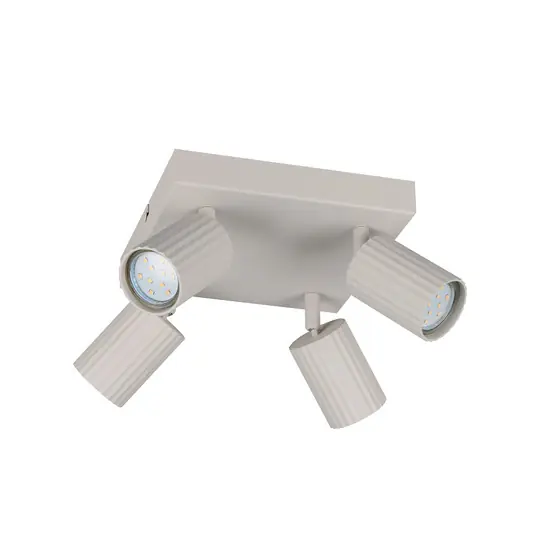Esclusivo Faretto da soffitto Soka, grigio chiaro, lunghezza 20 cm, metallo, a 4 luci.