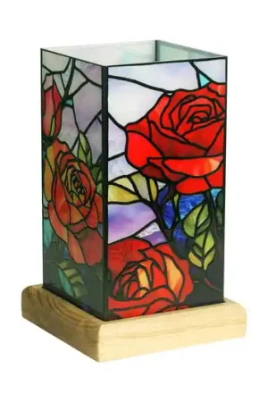 Compra Oggi Stesso Lampada da tavolo LED Art Light Rose, base in legno, acrilico, colorata