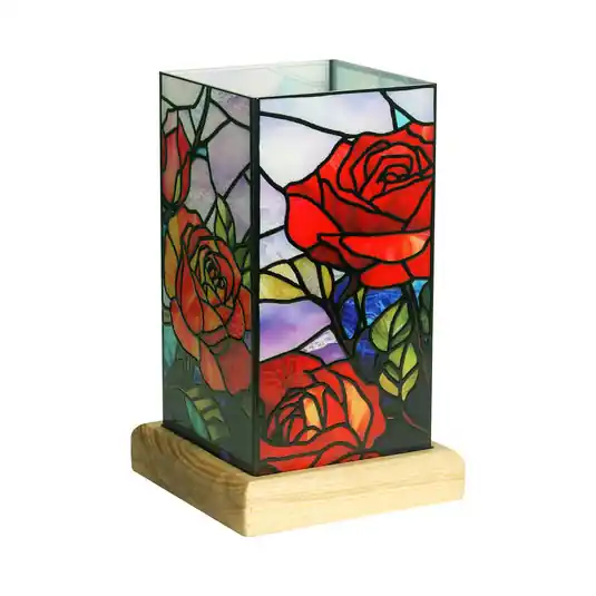 Compra Oggi Stesso Lampada da tavolo LED Art Light Rose, base in legno, acrilico, colorata